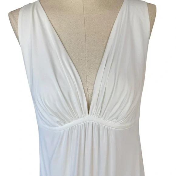 Natori White V-Neck Maxi Chemise Adjustable Strap Marilynn Monroe Style Gown - Picture 2 of 9